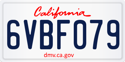 CA license plate 6VBF079