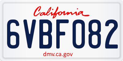 CA license plate 6VBF082