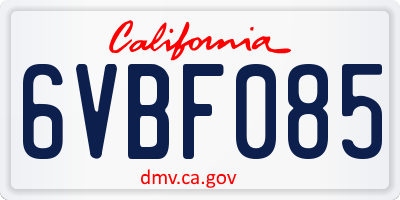 CA license plate 6VBF085