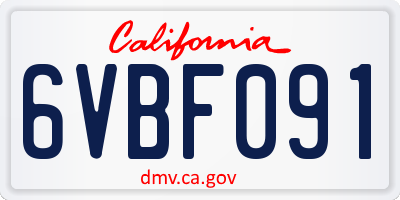 CA license plate 6VBF091