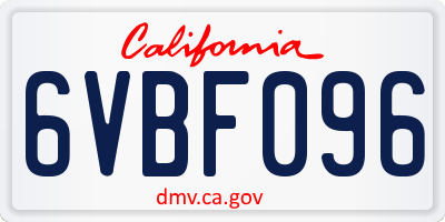 CA license plate 6VBF096