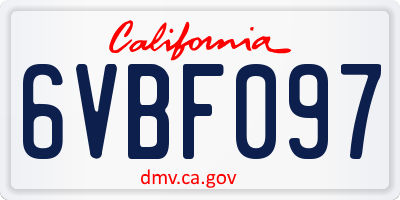 CA license plate 6VBF097