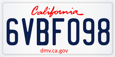 CA license plate 6VBF098