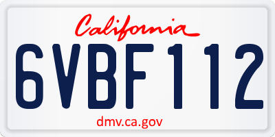 CA license plate 6VBF112