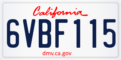 CA license plate 6VBF115