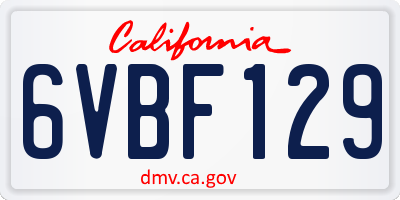 CA license plate 6VBF129