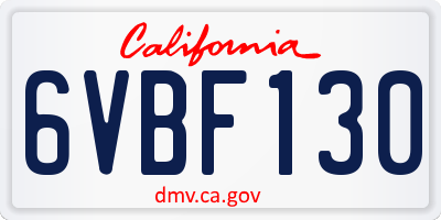 CA license plate 6VBF130