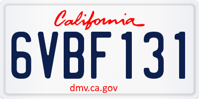 CA license plate 6VBF131