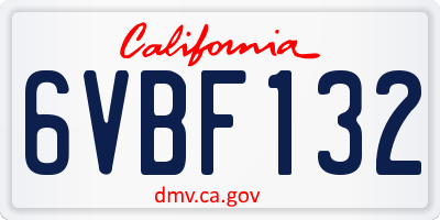 CA license plate 6VBF132