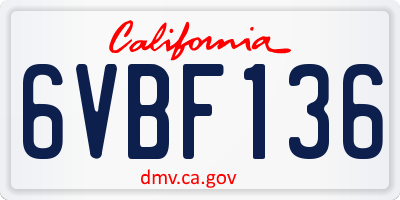 CA license plate 6VBF136