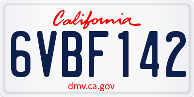 CA license plate 6VBF142