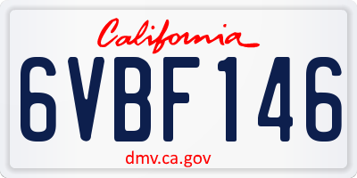 CA license plate 6VBF146
