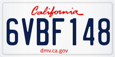 CA license plate 6VBF148