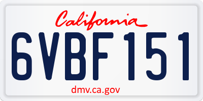 CA license plate 6VBF151