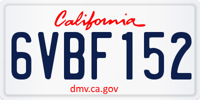 CA license plate 6VBF152