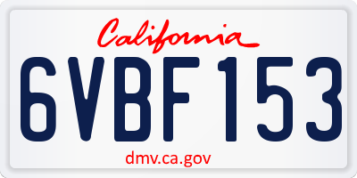 CA license plate 6VBF153