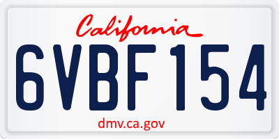 CA license plate 6VBF154