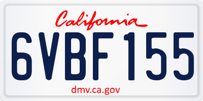 CA license plate 6VBF155