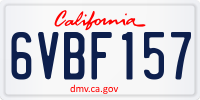 CA license plate 6VBF157