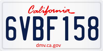 CA license plate 6VBF158