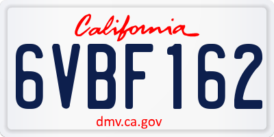 CA license plate 6VBF162