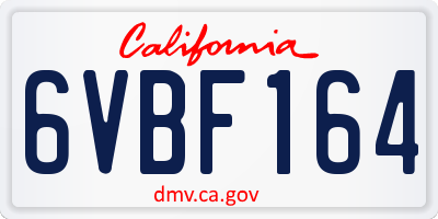 CA license plate 6VBF164