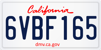 CA license plate 6VBF165