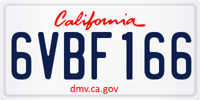 CA license plate 6VBF166