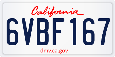 CA license plate 6VBF167