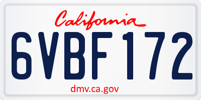 CA license plate 6VBF172