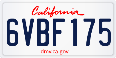 CA license plate 6VBF175