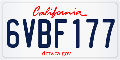 CA license plate 6VBF177