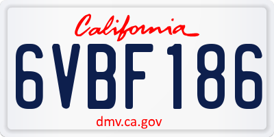 CA license plate 6VBF186