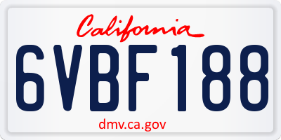 CA license plate 6VBF188