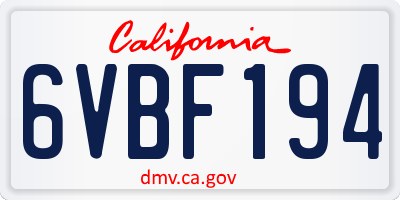 CA license plate 6VBF194
