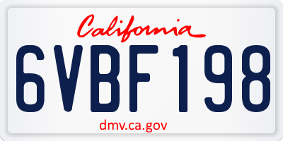 CA license plate 6VBF198
