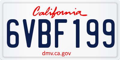 CA license plate 6VBF199