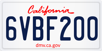 CA license plate 6VBF200