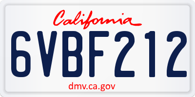 CA license plate 6VBF212