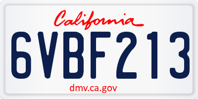 CA license plate 6VBF213