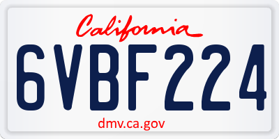 CA license plate 6VBF224