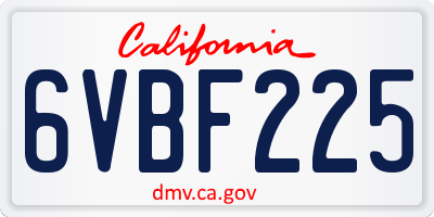 CA license plate 6VBF225