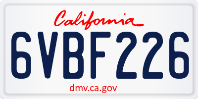 CA license plate 6VBF226