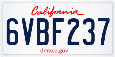CA license plate 6VBF237