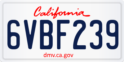 CA license plate 6VBF239
