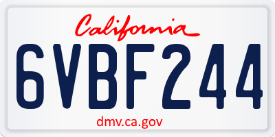 CA license plate 6VBF244