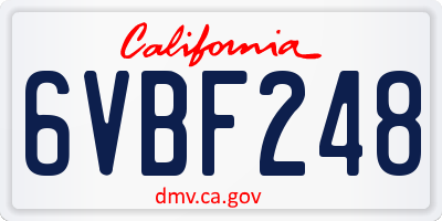 CA license plate 6VBF248