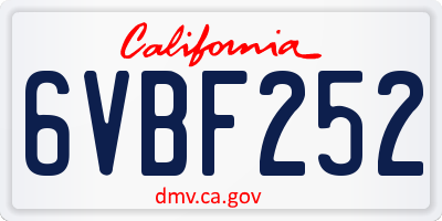 CA license plate 6VBF252