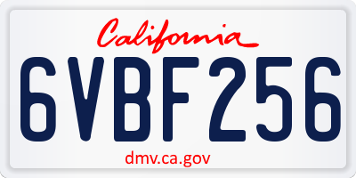 CA license plate 6VBF256