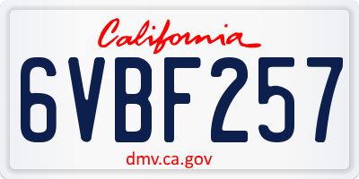 CA license plate 6VBF257